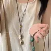 Colgante de Resina Estilo Bohemio Nuevo Retro Chino Cuerda Trenzada Irregular Cadena para Suéter Simple de Tirar Collar Largo