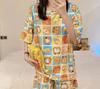 Pijama de Verano para Mujer, Shorts de Manga Corta, Delgado, Dibujos Animados, Lindo, Tallas Grandes, Ropa de Verano para Niñas, Conjunto de Ropa para el Hogar que se Puede Usar Afuera en Verano