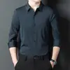 Camisa para Hombre de Alta Calidad, Ligeramente Gruesa, Sin Costuras, Estilo Business Casual, No se Arruga, de una Sola Cara, Casual, Versátil, Manga Larga, Ropa para Hombre