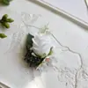 Estilo Mori rosa simulada corsage de muñeca para novia dama de honor boda boutonnière de boda flor de solapa para conferencia negocio