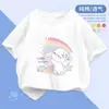 2061 # Camiseta de Manga Corta para Niña Estilo Verano 2025 Nueva Moda Camiseta de Algodón Puro con Dibujos Animados Top de Verano para Niños