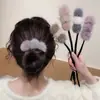 Pompom de pele de vison coque almôndega acessório de cabelo fofo nuca elástico de cabelo preguiçoso outono e inverno artefato de coque preguiçoso
