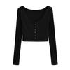 Estilo puro desejo 2023 sexy gola V profunda cardigã de cashmere canelado top feminino slim fit modelador cintura alta cropped camiseta