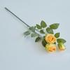 Flor Simulada Primavera Rosa de 3 Cabeças Mesa de Jantar Flor Falsa Buquê Pequeno Fresco Japonês e Coreano Decoração para Exportação Flor de Seda Rosa