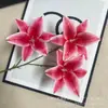 Flor de Lírio de Três Cabeças Flor Artificial Fita 3D Conjunto de Casamento Decoração Mobiliário Doméstico Flor Artificial Exportação Transfronteiriça