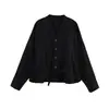 Venta al por mayor Primavera 2026 Nueva Ropa Femenina Estilo Europeo y Americano, Elegante Camisa de Manga Murciélago con Cuello en V y Cordón en la Cintura 6214