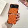 Capa Dobrável para Celular para Samsung Zflip4 w23flip Couro Estampado galaxy6 Marca de Moda Capa com Padrão de Couro de Alta Qualidade