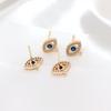Pendientes colgantes de ojo de diablo con circonita incrustada en oro de 14 quilates, accesorios para pendientes hechos a mano, pasador para oreja chapado en oro de plata 925.