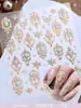Manicura Transfronteriza Industria Pesada Barroco Bastón Dorado Estampado en Caliente Concha Luz Retro Piedra Preciosa Luz de Lujo Estilo Palacio Pegatinas para Uñas