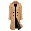 Cortavientos de moda de longitud media cruzado para hombre otoño/invierno 2026, abrigo de lana casual de talla grande para hombre
