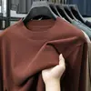 Suéter de punto fino de lana de manga larga para hombre, primavera y otoño, cuello redondo, casual, versátil, elástico, moderno, de moda, suéter básico