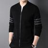 Casaco de camisola masculina Cardigan de malha 2023 Novo Casual listrado zíper de beisebol Collar primavera e outono moda roupas masculinas