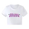 Top Curto com Estampa de Letras Estilo Europeu e Americano Sexy Spice Girls Camiseta de Ombro a Ombro