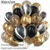 Nuevo Globo de Confeti Largo Dorado con Lentejuelas de 12 pulgadas Globos para Decoración de Escena de Fiesta de Cumpleaños 30 Globos Transfronterizos