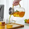 Chaleira de Vidro para Água Fria Resistente a Altas Temperaturas Doméstica de Grande Capacidade Jarra para Armazenamento de Água Fervida Copo de Água Fria Jarra para Suco Conjunto de Chaleiras para Preparar Chá
