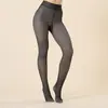 Leggings de otoño e invierno translúcidos para la piel, de talla grande, con forro polar para mujer, color gris de azafata, medias gruesas LX