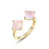 Anel feminino elegante e moderno em prata de lei S925 com quartzo rosa, estilo europeu e americano. Anel ajustável requintado de alta qualidade para venda por atacado.