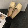 Brisa Suave da Noite Sapatos de Camada Única Sapatos de Fada 2025 Primavera e Outono Novos Bico Quadrado Laço Plano Macio Versátil Sapatos Feijão