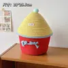 Caixa de armazenamento de mesa tecida com fio de algodão, cesta de armazenamento para lanches e máscaras, doméstica com tampa, grande capacidade, cesta de armazenamento para lanches e itens diversos