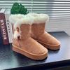 Novas Botas de Neve de Inverno 2025 com Fivela de Chifre para Mulheres, Botas Curtas Quentes de Camurça com Solado Grosso para Aumentar a Altura, Sapatos de Algodão Espessados