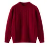 Suéter de cachemira grueso, de punto grueso, con patrón trenzado, cálido, de color liso, cuello redondo para niños, perfecto como capa base para otoño e invierno