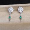 Accesorios DIY Joyería de Perlas Plata S925 Aretes de Borla de Zircón Verde Soporte Vacío 8-12mm Soporte Jg5971