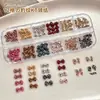 Gravata Borboleta Kt Estampa de Leopardo Decorações Misturadas Item Quente de Celebridade da Internet Resina Maillard Laço Plano 3D Decoração com Strass para Unha