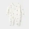 Enterizo de Algodón Puro con Lazos para Bebé, Mameluco para Recién Nacido con Cubre Manos y Pies, Puntadas Fluorescentes Ropa Interior para Recién Nacido