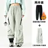 Pantalones de exterior tres en uno con forro polar y de plumón para hombre y mujer, cortavientos, impermeables, cálidos pantalones de plumón de invierno para montañismo y esquí