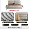 Cama de Couro de Luxo Leve Italiana com Luzes Minimalista Moderna para Quarto Principal 1.8m Casa Cama de Casal Estofada Macia Armazenamento Cama de Couro