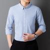 Camisa Masculina Listrada Fina Solta de Manga Longa Primavera e Outono Nova Casual Cardigan Camisa Casual Simples para Jovens e Meia-Idade