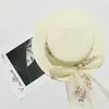 Sombrero de Paja con Encaje de Lazo Sombrero Grande para Mujer Verano Playa Vacaciones Protector Solar Sombrero de Paja