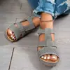 Sandalias de cuña con costura para playa para mujer, nuevo estilo de verano, suela gruesa, talla grande, 2026 Diseño cruzado de color liso europeo y americano