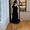 Vestido de Renda Texturizada de Luxo Leve Transfronteiriço para Mulheres, Verão Tamanho Plus Elegante Estilo Francês Decote V Super Emagrecedor