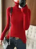 Suéter de Tricô Novo Estilo Gola Alta para Mulheres Outono Inverno Manga Longa Gola Alta Camada Base Slim Fit Canelado