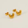 Moda Europea y Americana Sencillos y Elegantes Pendientes de Acero de Titanio Acero Inoxidable Chapado en Oro de 18K Pendientes Mini de Letras de Burbuja para Mujer