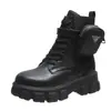Botas de Motocicleta Estilo Britânico Knight de Cano Curto Tamanho Grande de Bolso Botas Martin de Comércio Exterior 2025 com Cadarço Novas Botas de Outono para Mulheres com Solado Grosso