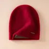 Gorro Versátil Espessado de Camada Dupla 100% Caxemira Cashmere de Bebê Chapéu Cúpula Quente Espessado de Camada Dupla Feminino