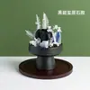 Adorno de Planta en Maceta de Aromaterapia con Cristal Natural, Piedra Difusora de Piedra Bruta de Cristal, Maceta de Cerámica, Adorno de Mesa para Sala de Estar Estilo Zen de Madera Maciza
