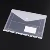 Bolsa para documentos de 11 furos A4 com folhas soltas cor transparente arquivo de dados de escritório conta papel de prova de estudante bolsa com fecho de pressão para armazenamento