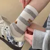 Calcetines Finos Rayados de Verano para Perros Pequeños, Estilo Coreano de Moda, Lindos Calcetines Rayados de Dibujos Animados Japoneses con Bloques de Color para Fitness y Yoga para Mujeres