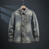 Nueva Camisa de Mezclilla de Manga Larga para Hombre 2024, Camisa Casual de Trabajo Estilo Americano, Chaqueta Camisa de Moda Otoñal Talla Grande