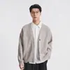Cárdigan de punto con botones y cuello en V para hombre, otoño, corte holgado, hombros caídos, suéter de punto casual para ir al trabajo