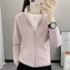Chamarra de Felpa para Mujer 2025 Nueva Cálida Otoño e Invierno Casual con Forro de Felpa Engrosada Polar Doble Cara Cuello Alto Sudadera para Mujer
