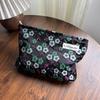 Ins Bolsa Cosmética Pequeña Flor de Ciruelo Flor Negra Portátil Gran Capacidad Bolsa de Almacenamiento para Cuidado de la Piel Viaje Lona Bolsa de Aseo