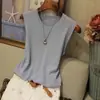 Camisola Chaleco de Punto de Seda de Hielo para Mujer, Nuevo Estilo Veraniego, Adecuado para Usar Tanto por Dentro como por Fuera, Top Amarillo sin Mangas, Negro