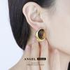 Aretes ovalados retro vintage europeos y americanos de piedra natural, aretes de temperamento irregular, aretes clásicos estilo pequeño fragante para mujer