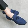 Zapatos de Cuero Británicos para Hombre Estilo Coreano de Moda Elevadores Internos Antivellón Zapatos Tipo Mocasín Slip-on Perezosos Casuales Mocasines con Borlas