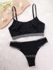 Conjunto de Lencería para Mujer Sexy Transparente sin Tirantes Europeo y Americano Cinturón Plateado Transpirable Cómodo Conjunto de Sujetador
