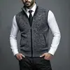 Colete de malha masculino outono e inverno transfronteiriço, espessado e forrado com fleece, com gola alta, colete suéter sem mangas, peça externa